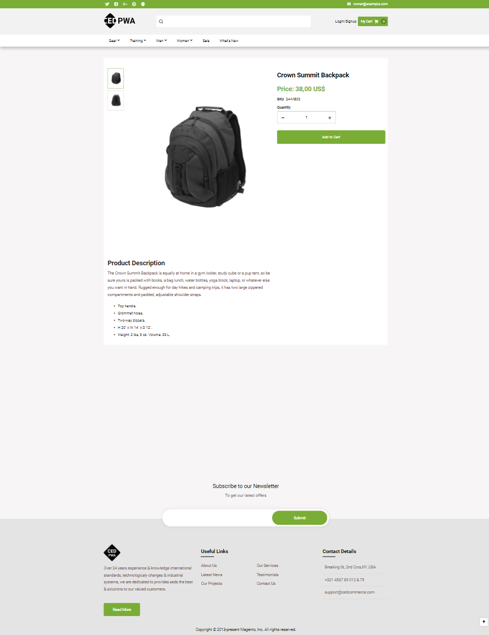 product detail page