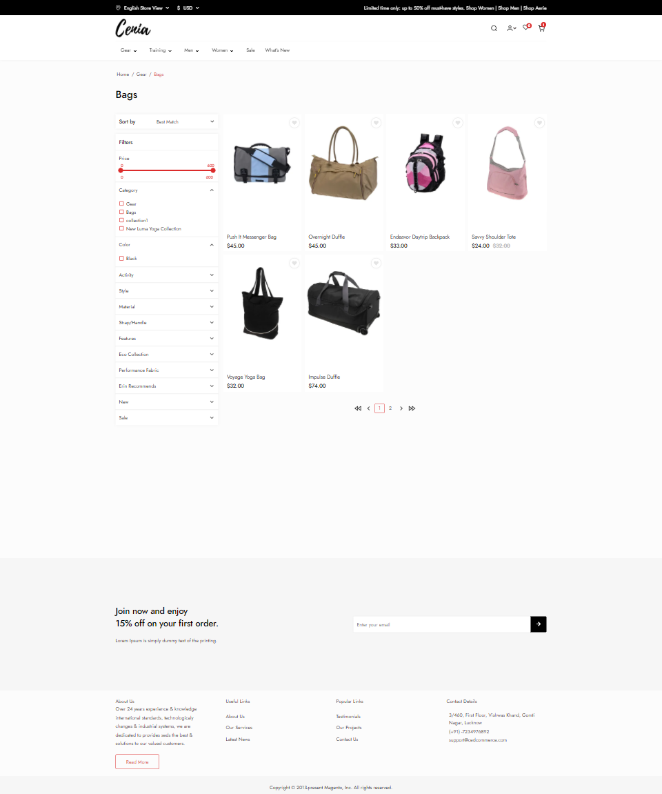 product list page