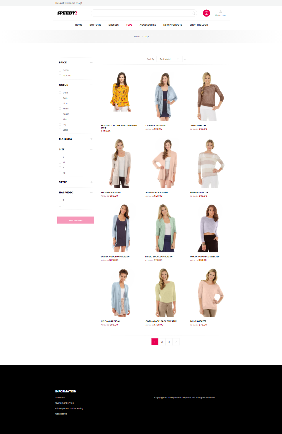 product list page